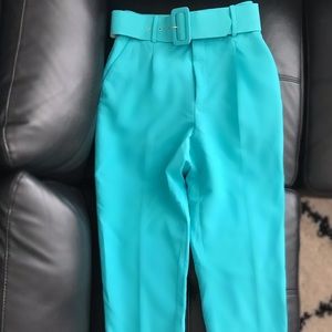 ZARA TEAL BELTED SLACKS